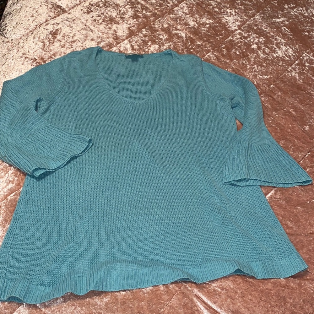 Loft aqua sweater with bell sleeves
